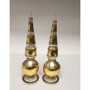 Vintage 1999 Christmas Decoration Gold TableTop Finial 10"